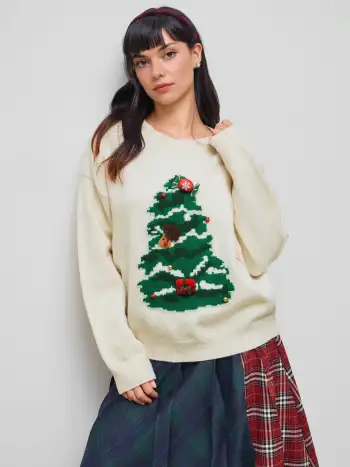 Knit High Neck Floral Embroidery Long Sleeve Crop Top
