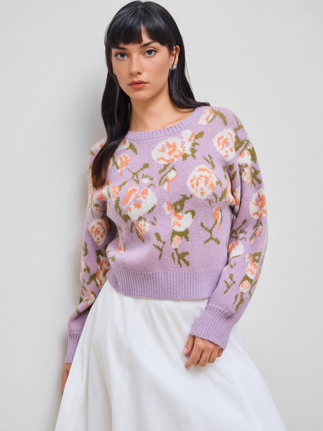 Knit Floral Oversized Sweater