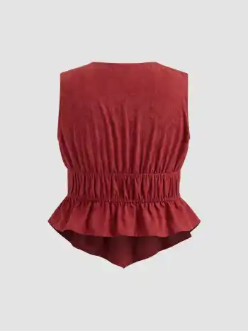 Chemise en coton 100% à col V et nœud avant, froncée Curve & Plus