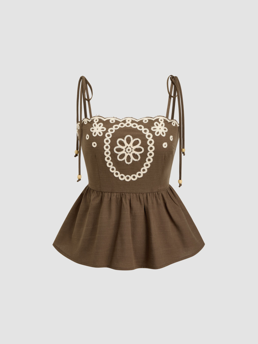 Cotton-blend Floral Shirred Ruffle Top
