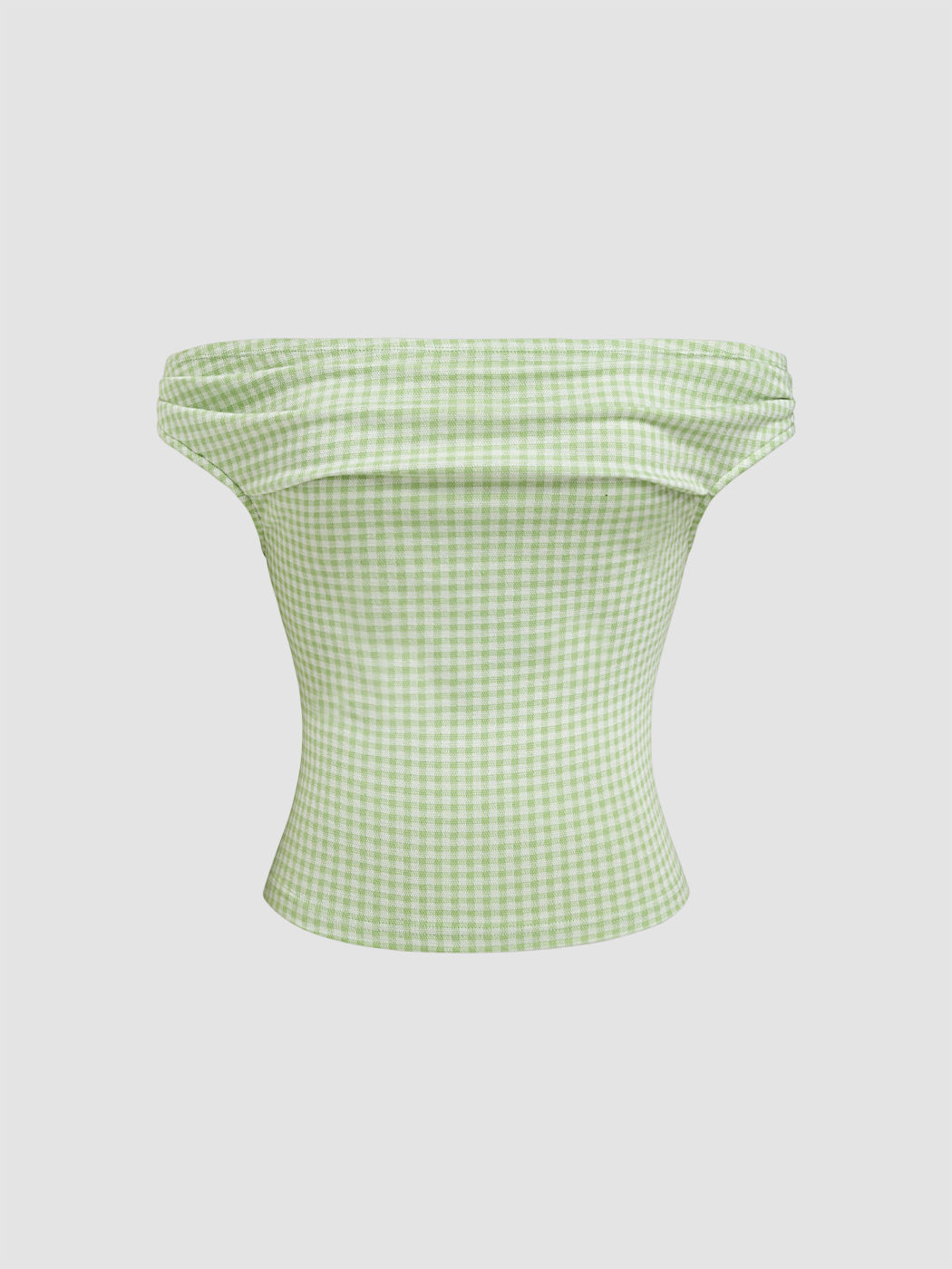 Off-shoulder Gingham Tank Top