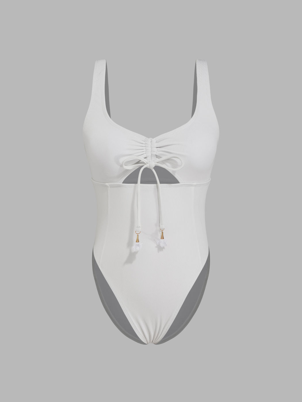 Costume da bagno intero con scollo a V, cut-out e coulisse