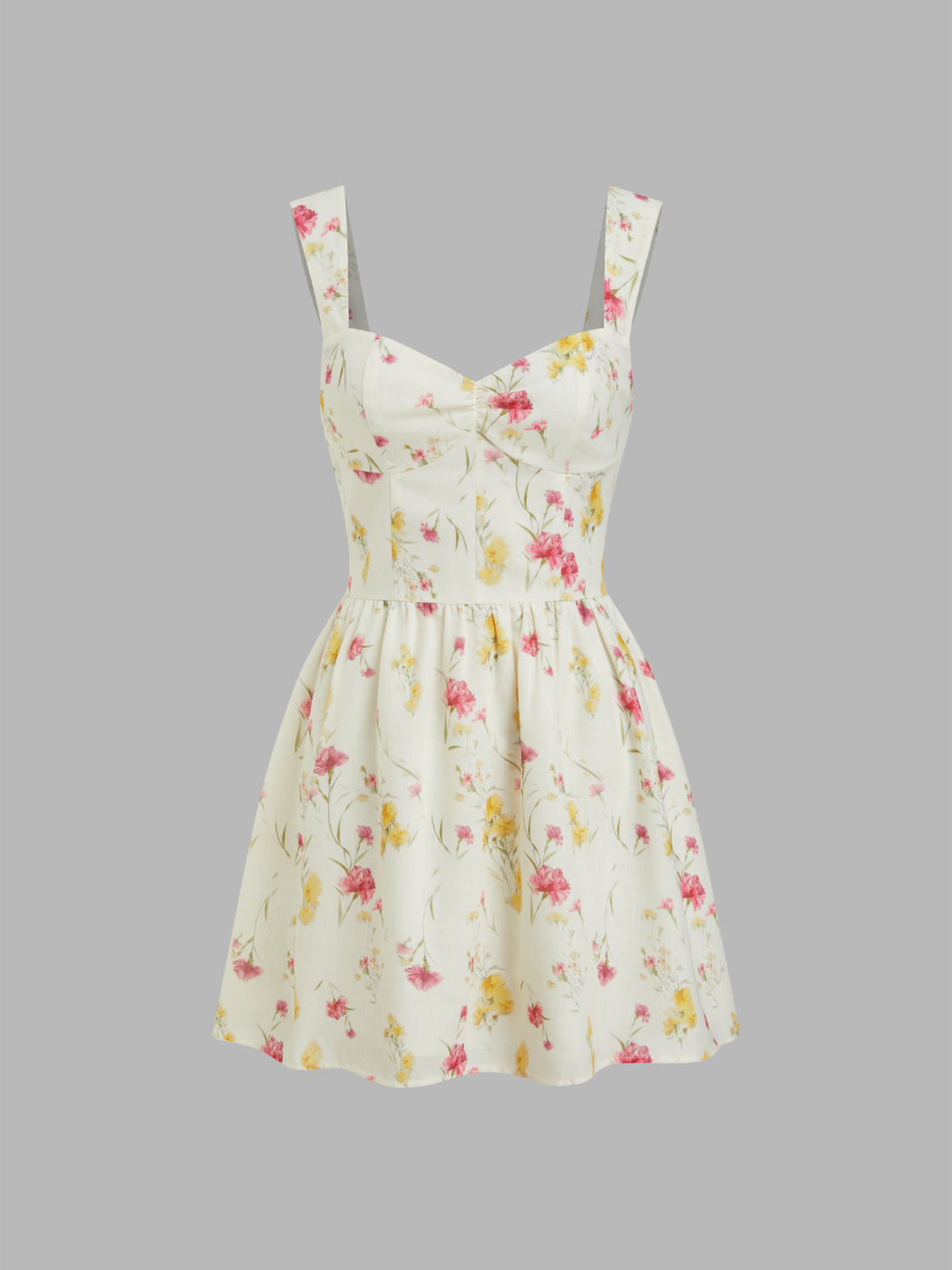 Süßer Halsausschnitt Blumen Bows Rüschen Mini Kleid