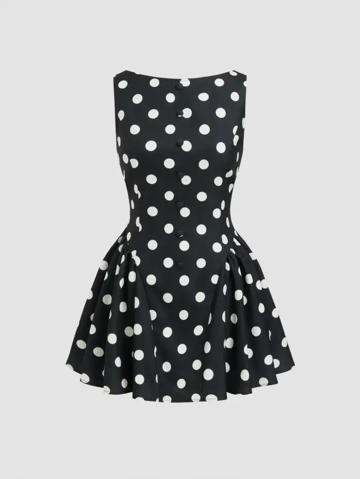 Polka Dot Ruffle Bowknot Shirred Bandeau Mini Dress