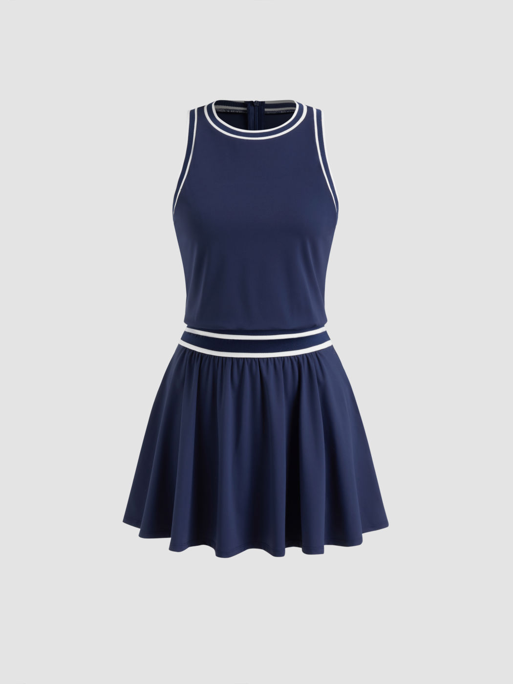 CIDERAIRY™ Round Neckline Solid Contrasting Binding Active Dress With Built-in Shorts