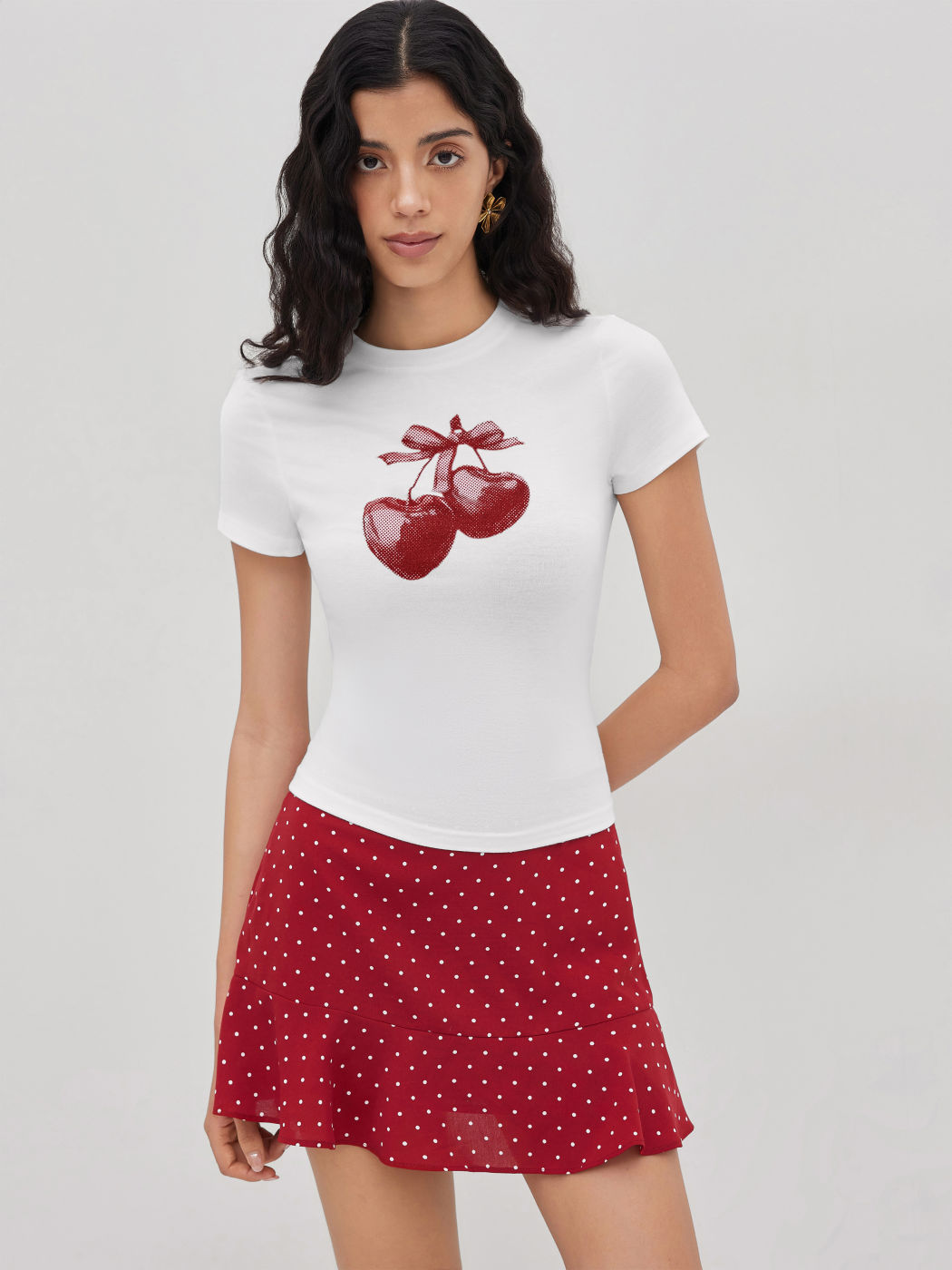 Kirschgrafik Kurzärmliger T-Shirt