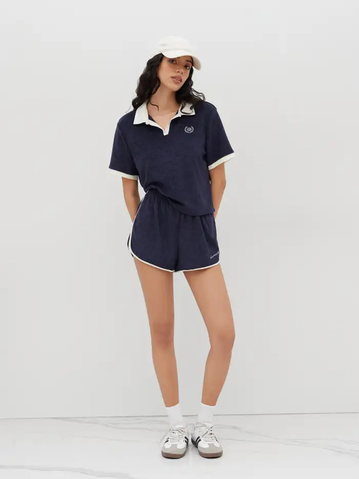 Linen-blend Contrasting Binding Oversized Cami Top & Mid Rise Shorts Set