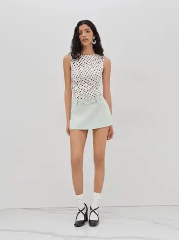 Körperanzug mit Bootshals und Polkadots, mit Strähnen