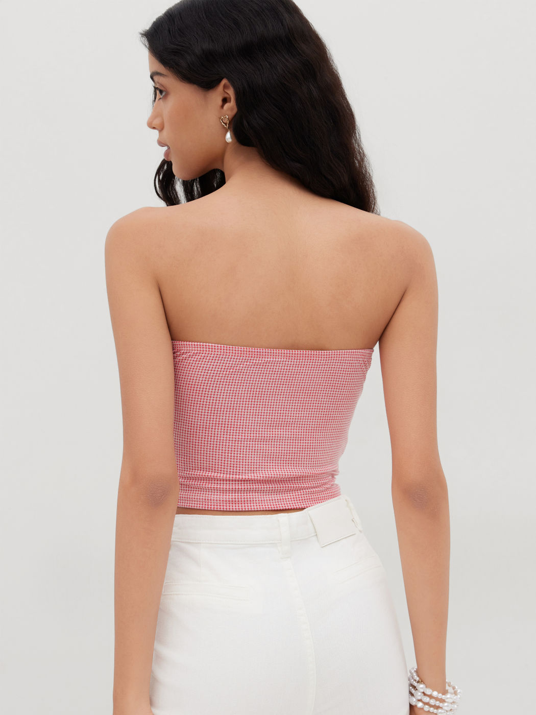 Gingham Bowknot Crop Bandeau Top