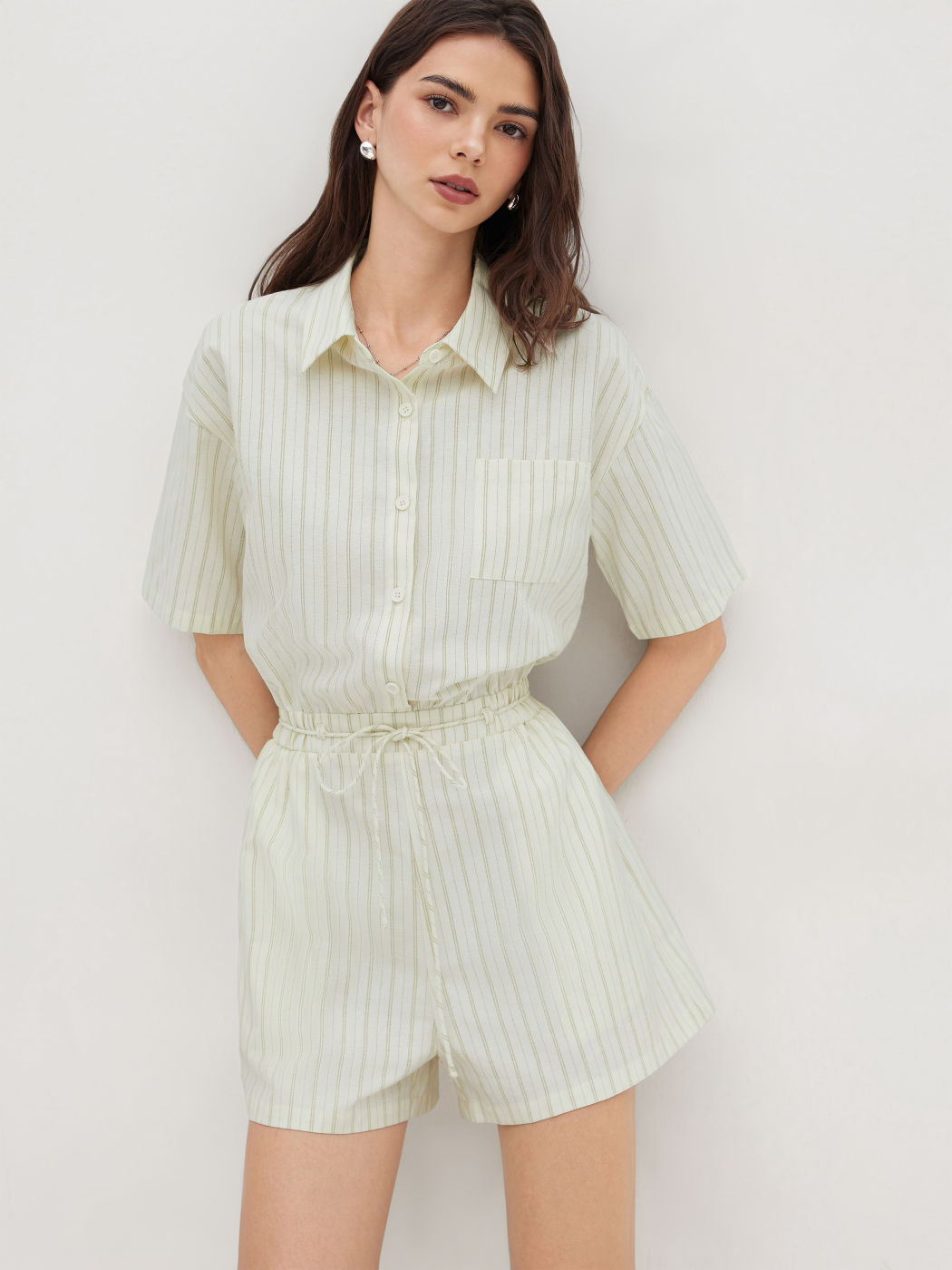 Tutina a righe Polo in misto cotone con cintura