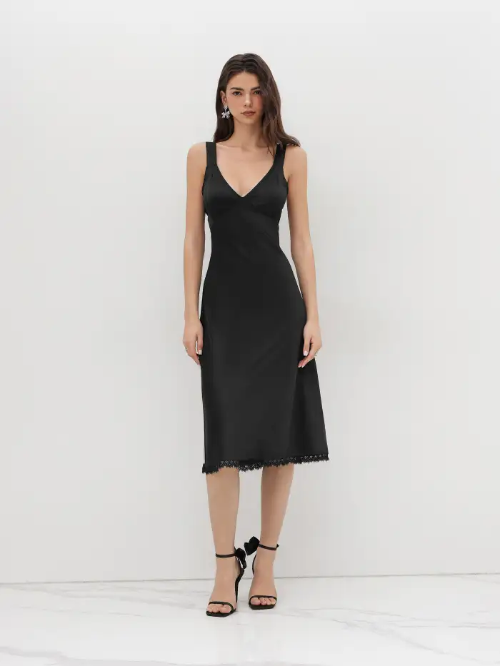 Square Neck Bowknot Corset Ruffle Split Cami Maxi Dress