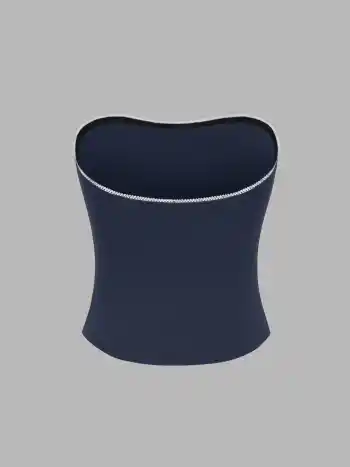 Cotton-blend Rosette Ruched Tube Top