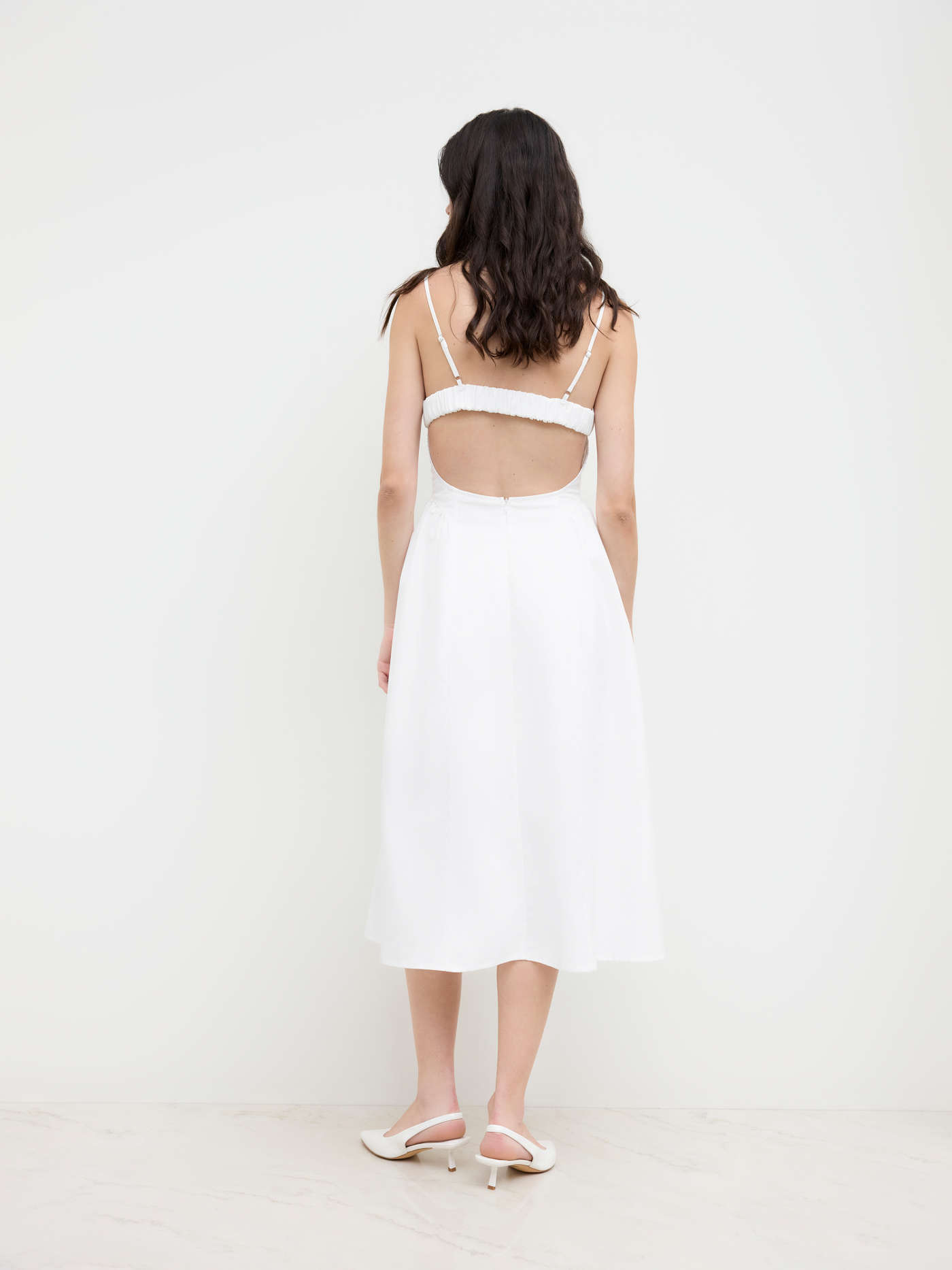 Twist Ruffle Backless Midi Dress