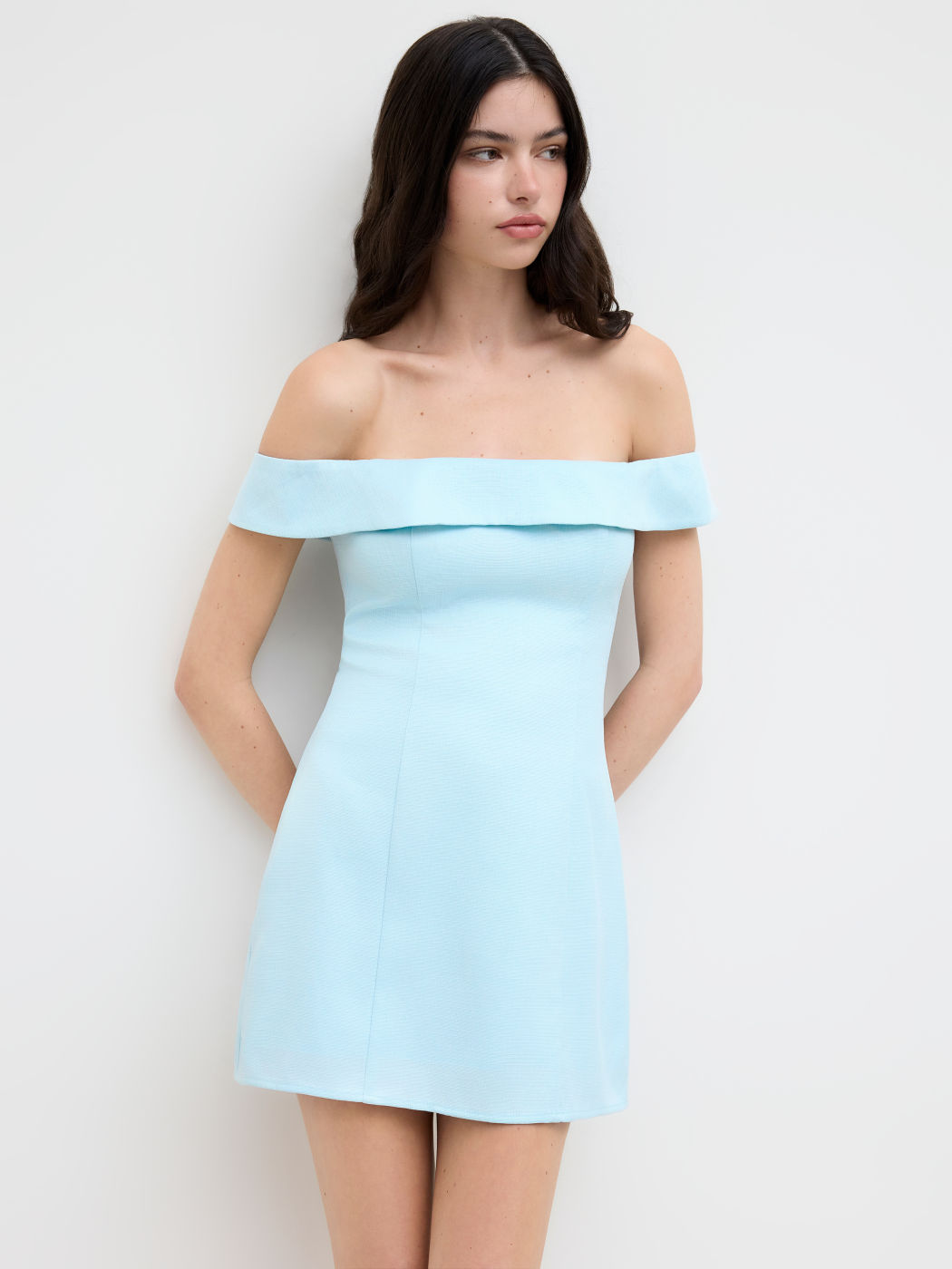 Off-shoulder Zipper Mini Dress