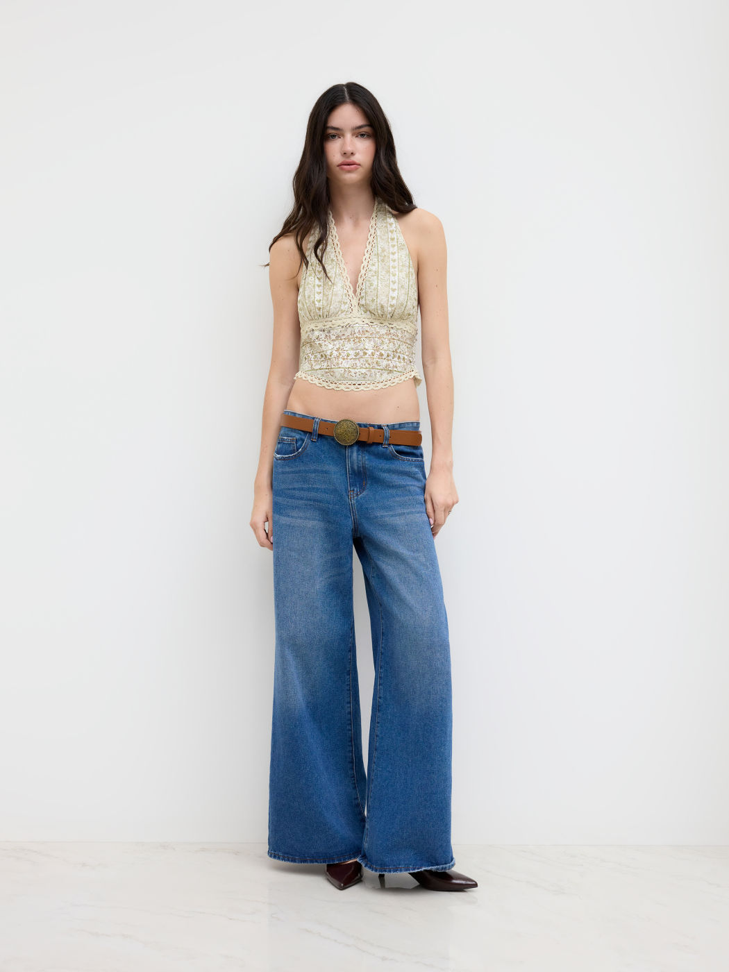 Lace Halter Heart Broderie Anglaise Tank Top