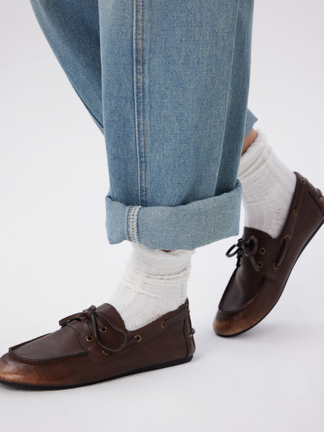 DISTRESSED FAUX LEATHER LOAFERS