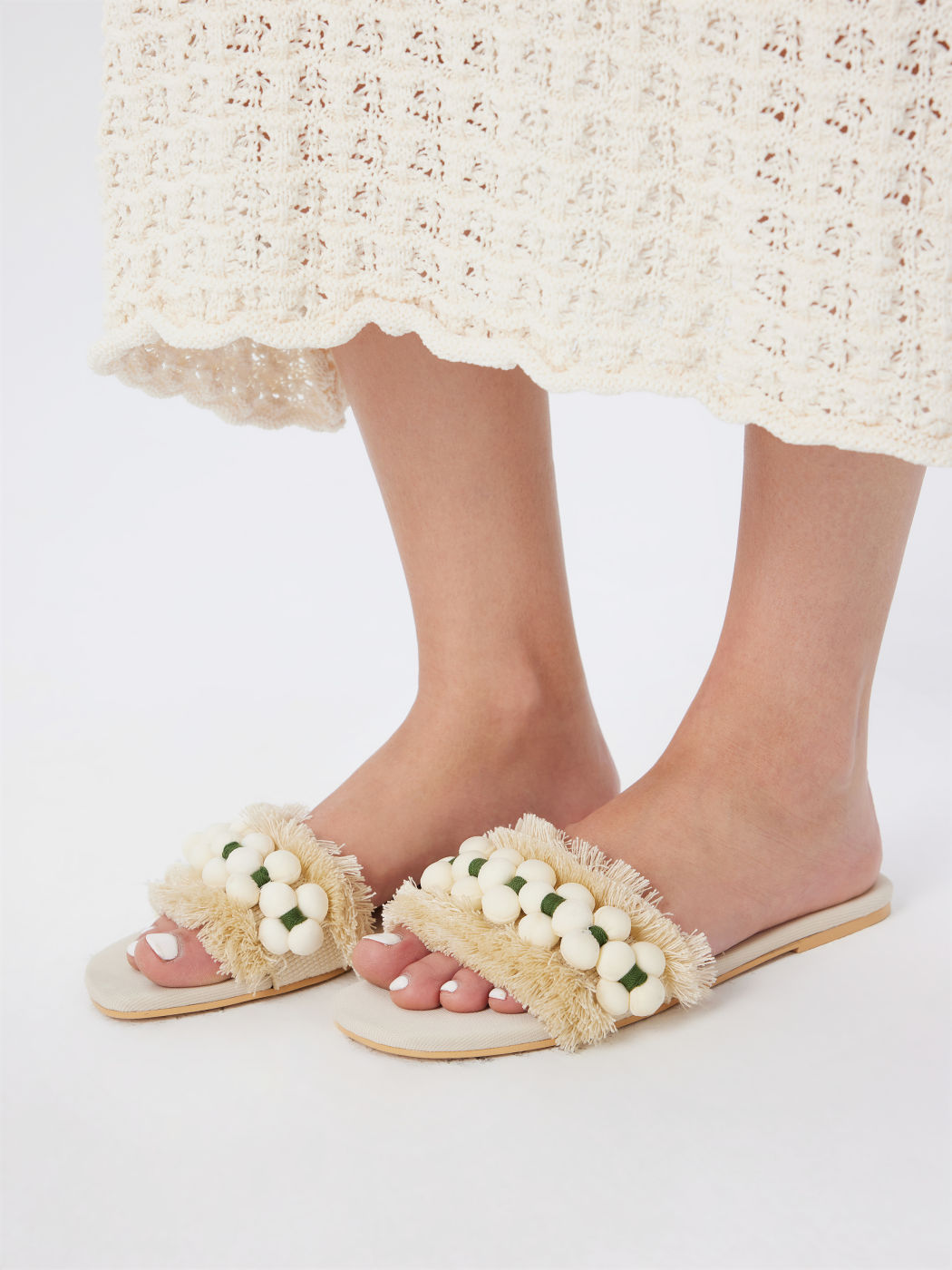 FLORAL FAUX LEATHER SLIPPERS