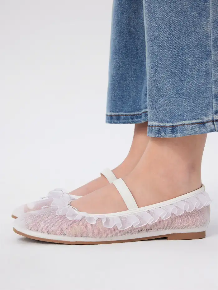 EYE EMBROIDERY SUEDE MARY JANE FLATS
