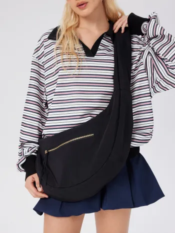 HALF MOON ADJUSTABLE STRAP NYLON CROSSBODY BAG
