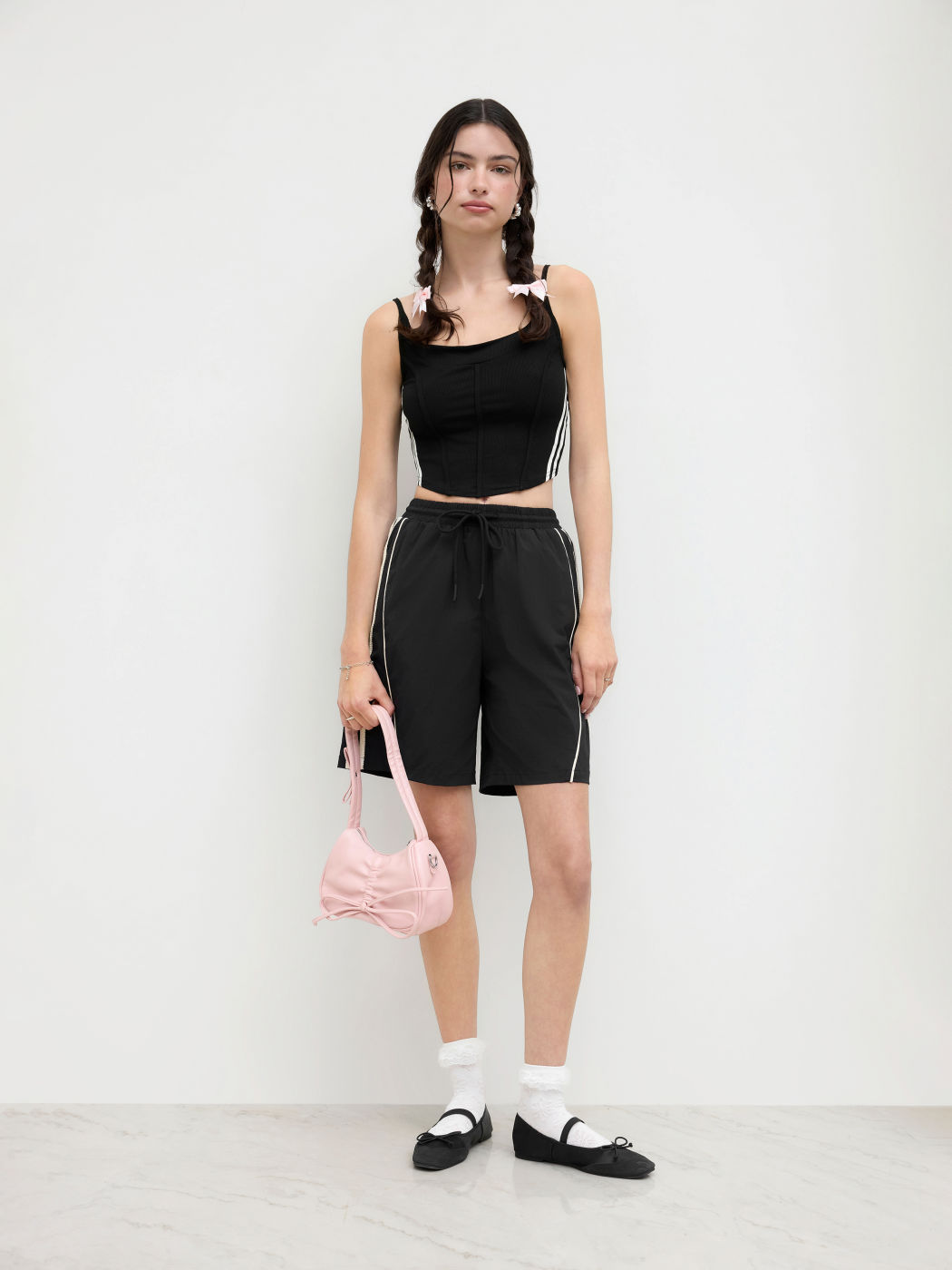 High Stretch Side Stripe Crop Cami Top