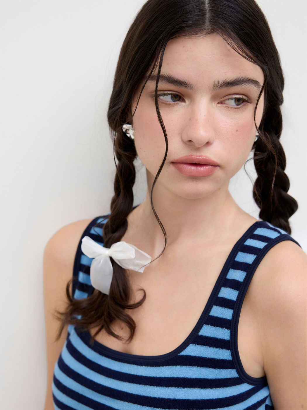 Canotta a righe in misto cotone