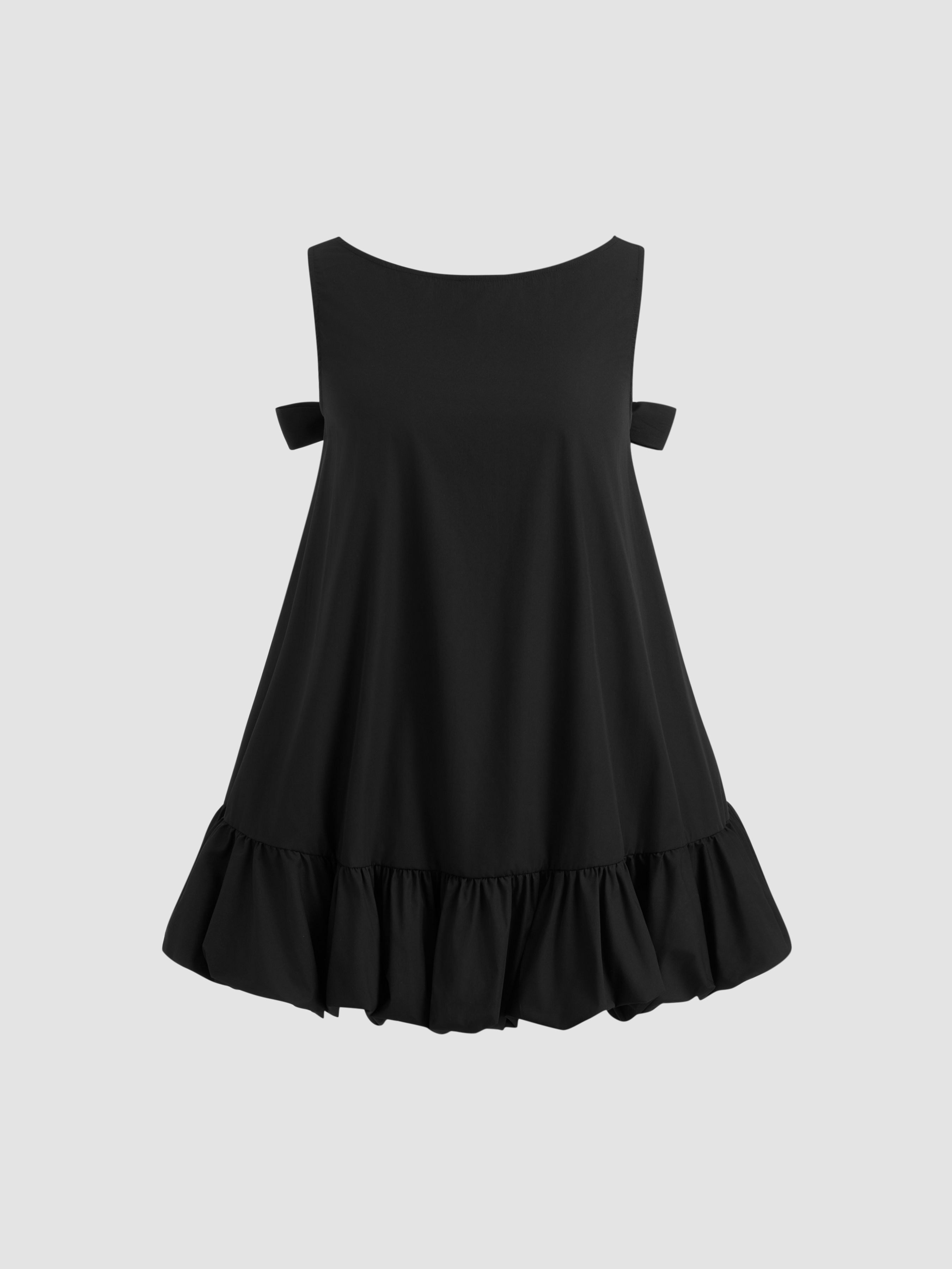 【Cider】ソリッド ピアス ミディ ドレス Black Cider◇ソリッド ピアス ラウンドネック ミディドレス 黒 送料込