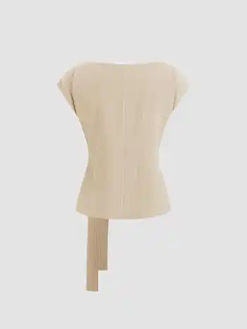 Boat Neck Stripe Knotted Oversized Top