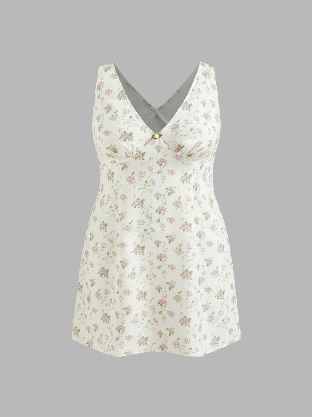 V-neck Floral Knotted Mini Dress Curve & Plus