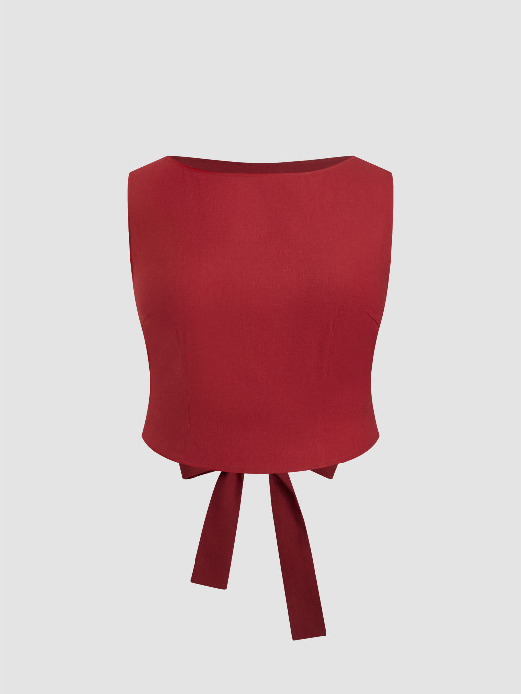 Leinen-Mischung Bootshals geknoteter Oberteil mit Mini-Skirt niedriger Taille Kurve & Plus