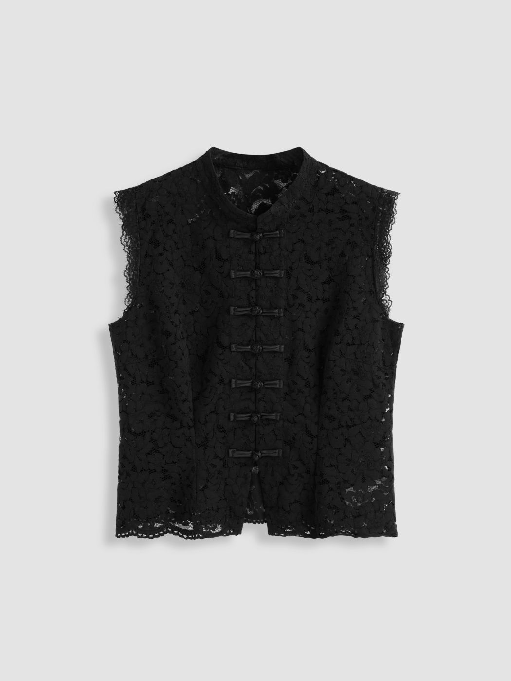 Lace High Neck Guipure Split Tank Top Curve & Plus