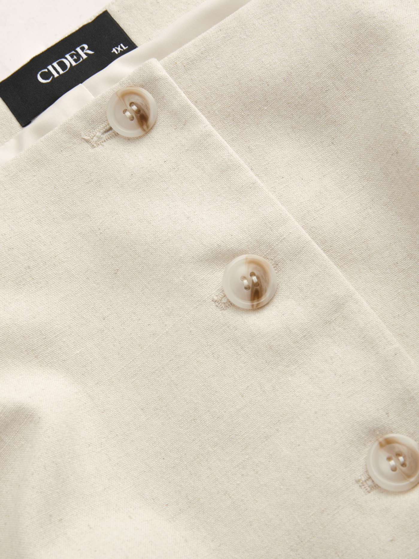Linen-blend Square Neck Button Through Mini Dress Curve & Plus