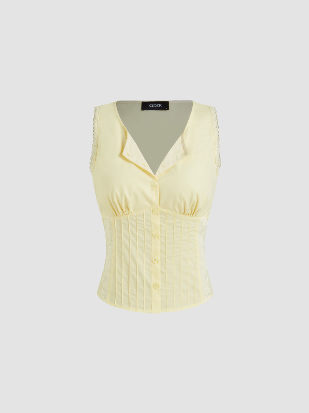 Baumwollmischung Knopfauf Blumengeschnittenes Stricktanktop