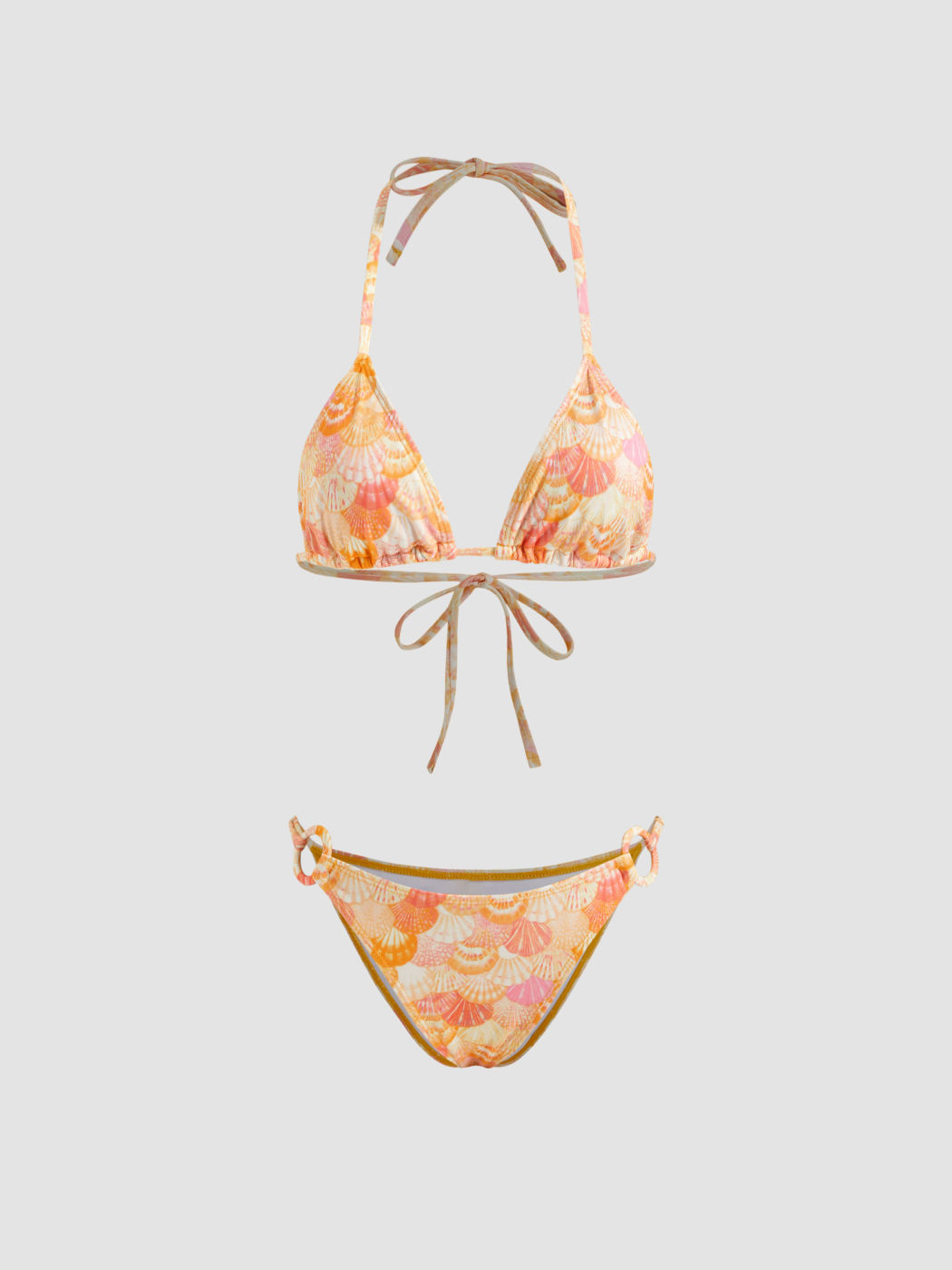 Halterhalslinie Muschel-Grafik O-Ring Dreieck-Bikini-Set
