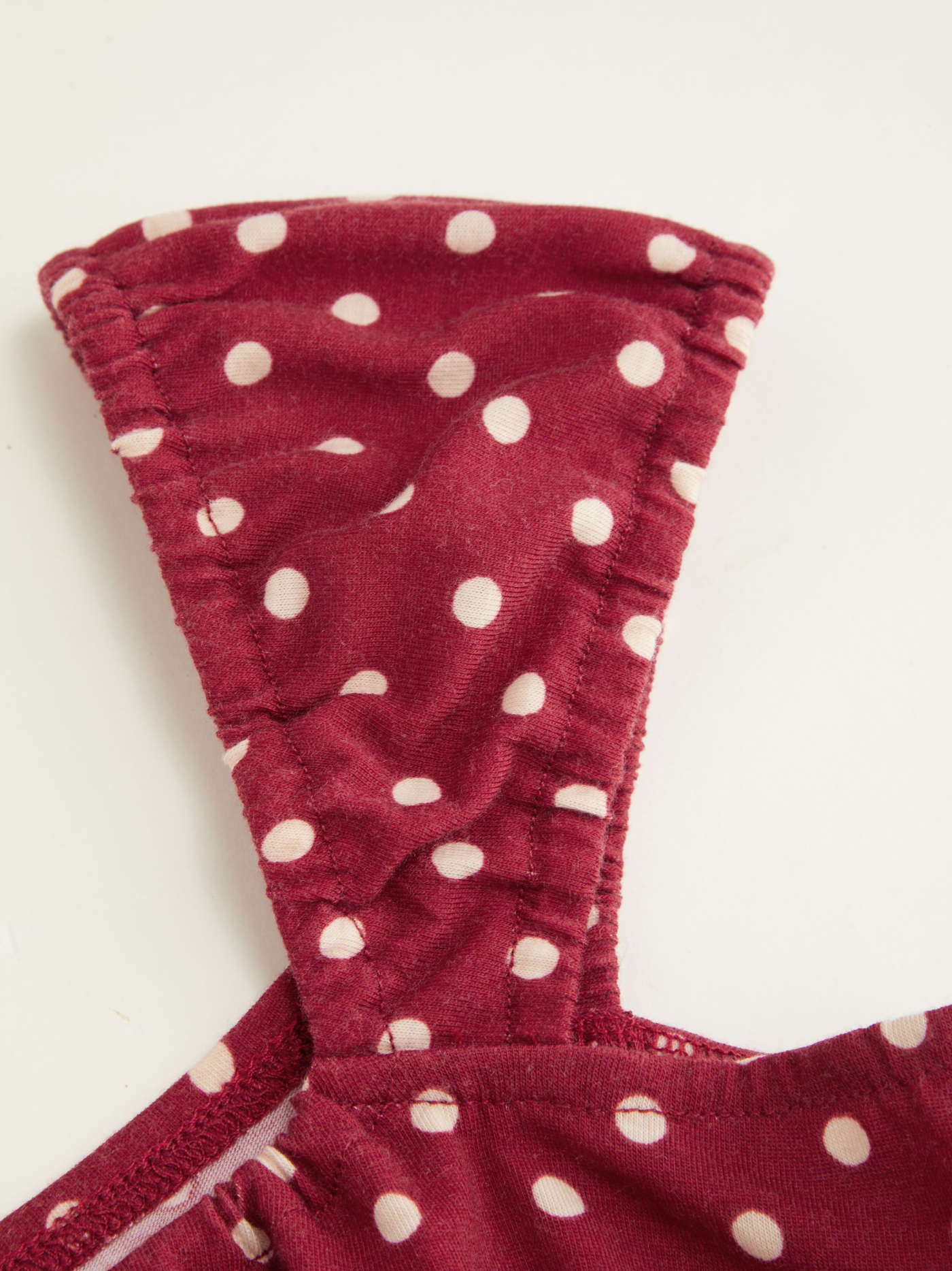 Knit Fabric Square Neck Polka Dot Knotted Short Sleeve Top For Daily Casual