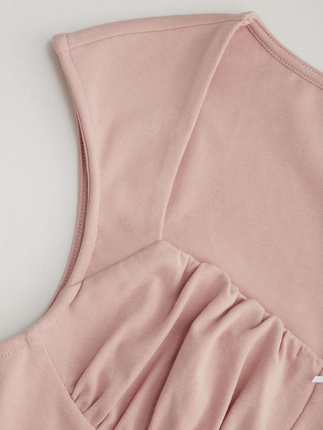 Cotton-blend Ruched Bowknot Curved Hem Tee