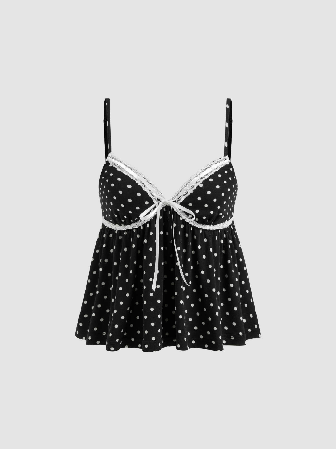 V-neck Polka Dot Contrasting Binding Cami Top