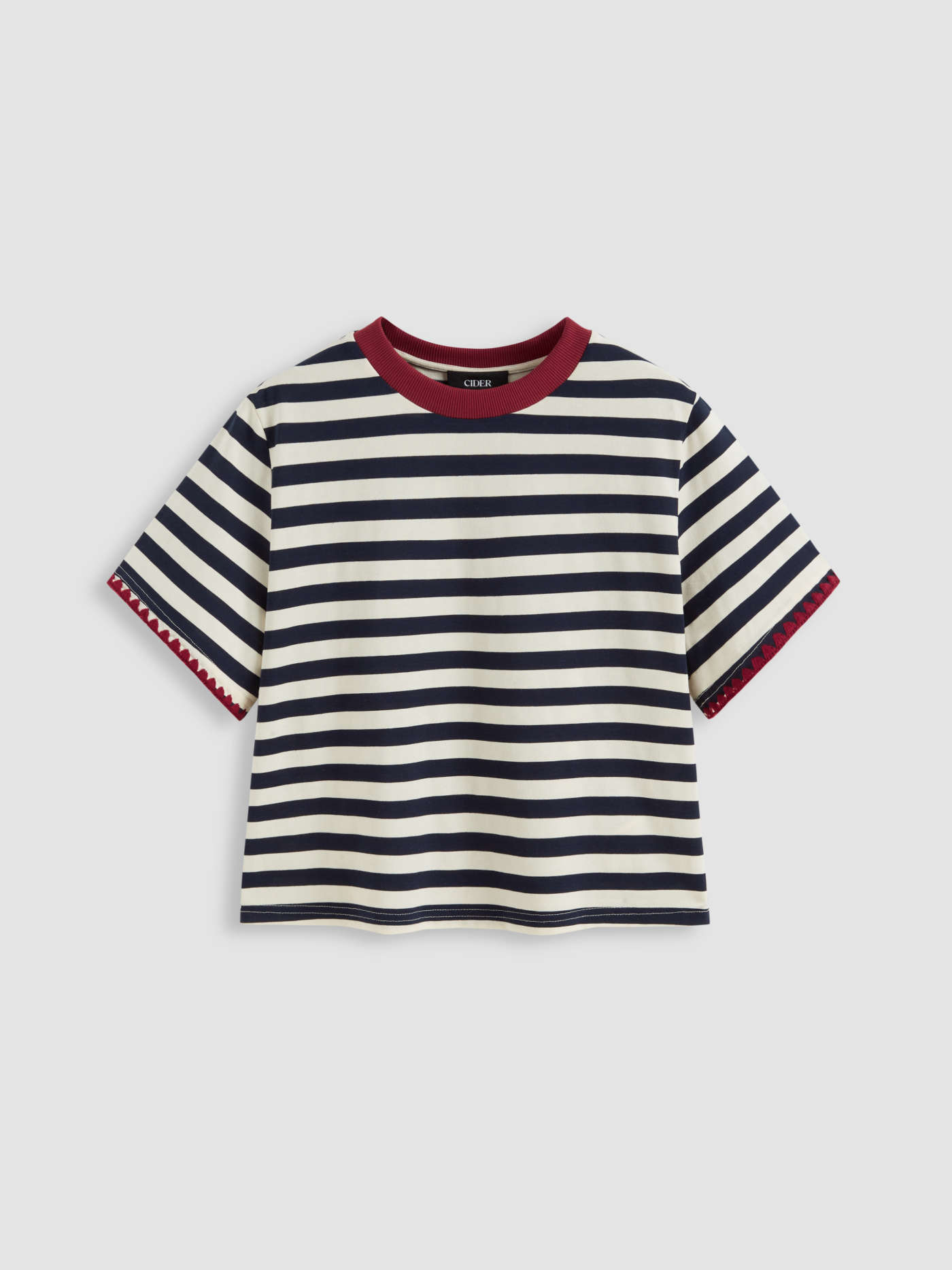 Knit Fabric Oversized Cotton-blend Stripe Tee For Daily Casual