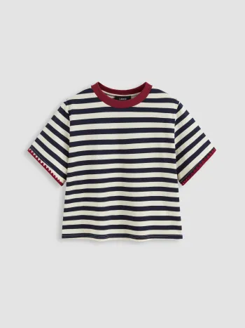 T-Shirt rayé en mélange coton grand format