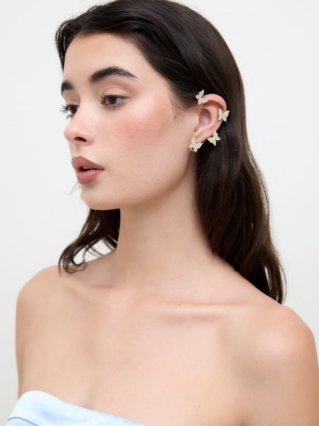 Butterfly Shaped Rhinestone Decor Ear Wrap