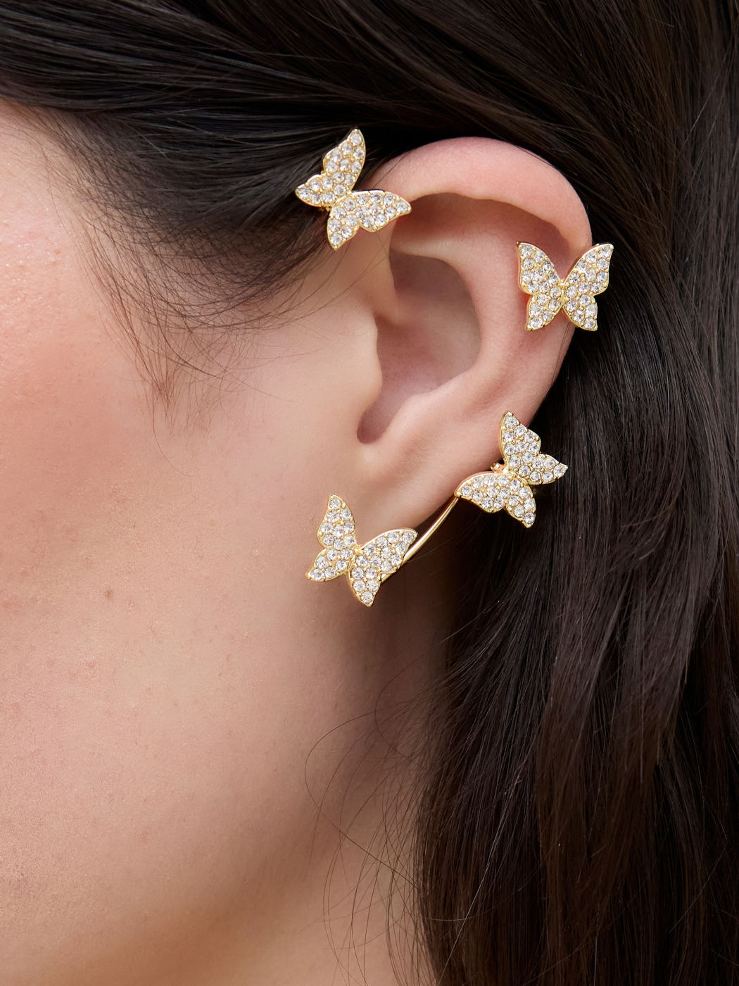 Butterfly Shaped Rhinestone Decor Ear Wrap