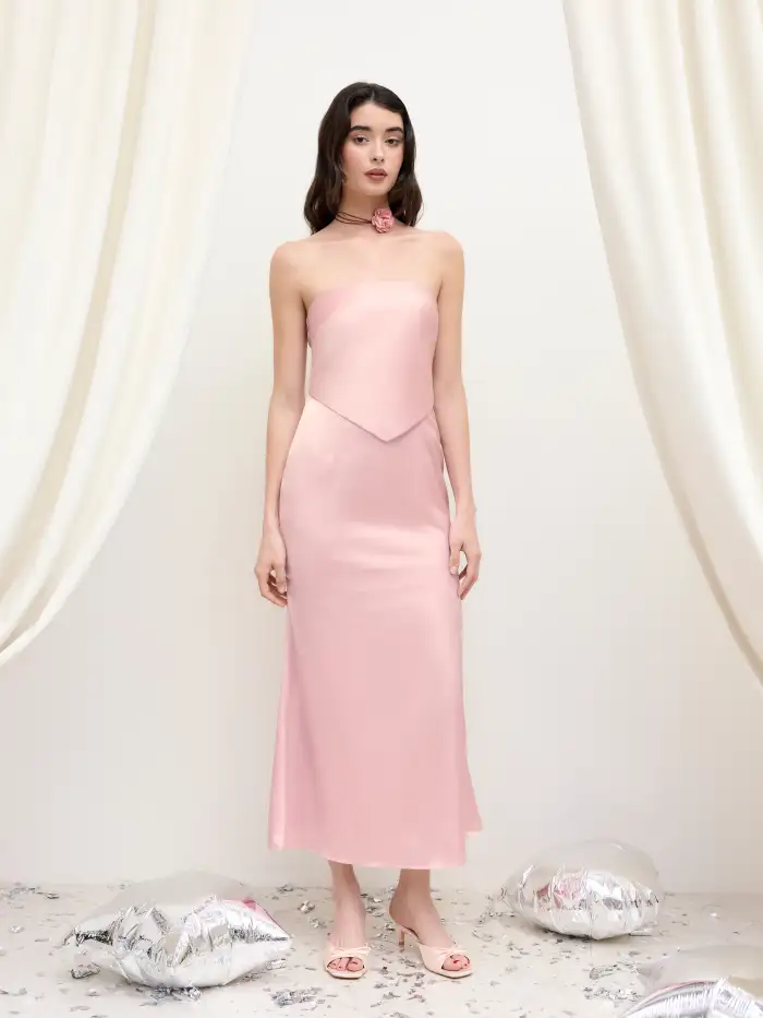 Wedding Wedding Guest Dress Party Dress For Party New Years Holiday Dress  Valentine wedding guest wedding Satin Backless Satin Bowknot Bandeau Maxi  Dress For Wedding