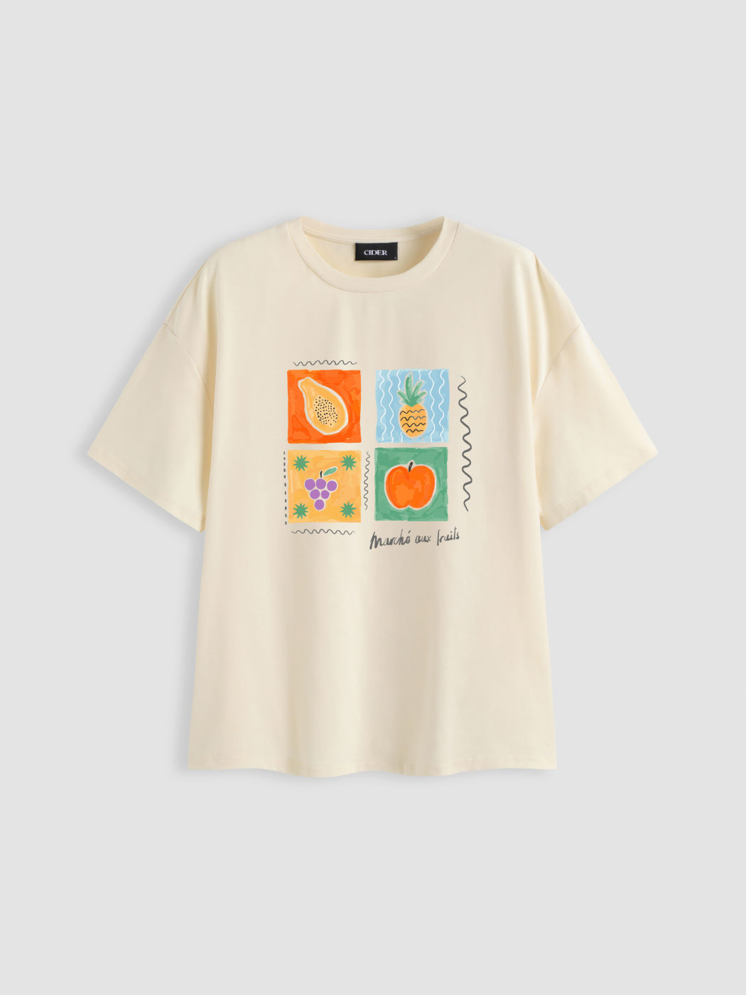 Cotton-blend Fruit Graphic Oversized Tee
