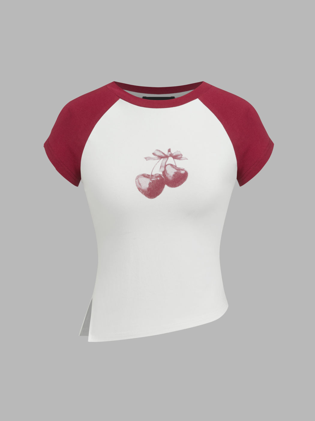 Cotton-blend Cherry Graphic Split Raglan Sleeve Tee