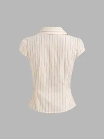 Cotton-blend Collar Stripe Button Shirt