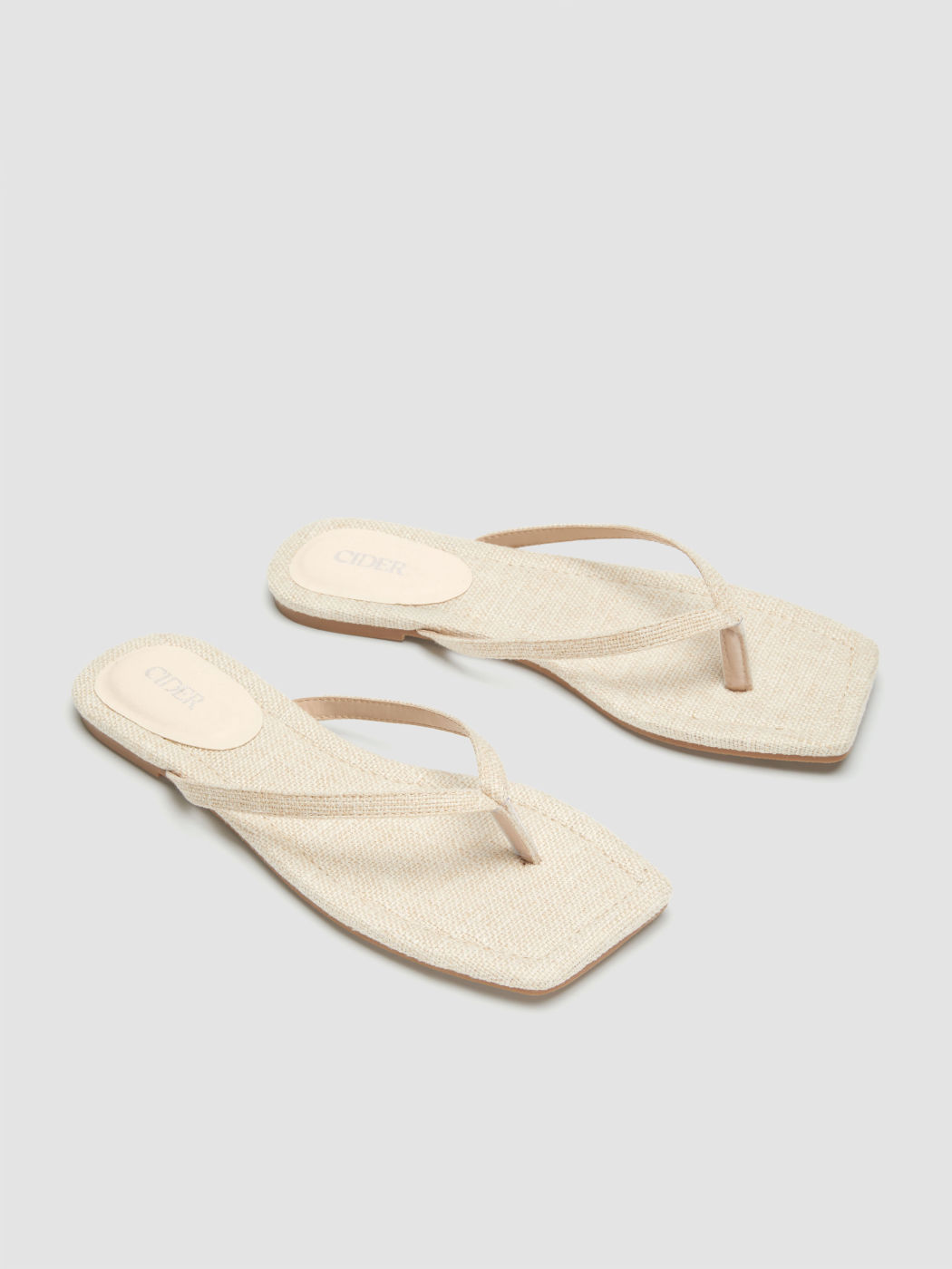 SQUARE TOE FLIP-FLOP CANVAS SLIPPERS