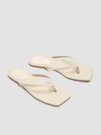 Quadratische Toe-Flip-Flop-Kanvas-Pantoffeln