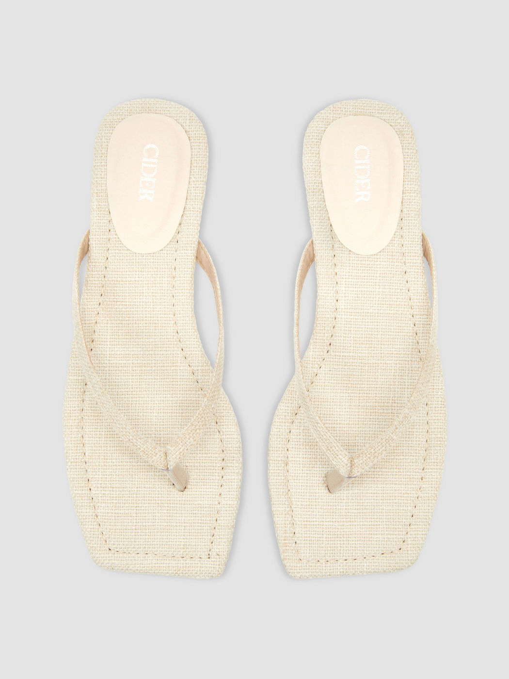 SQUARE TOE FLIP-FLOP CANVAS SLIPPERS