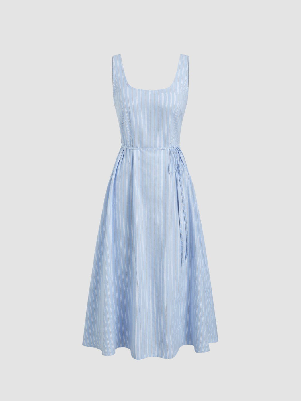 Two Way Cotton-blend Scoop Neckline Stripe Midi Dress