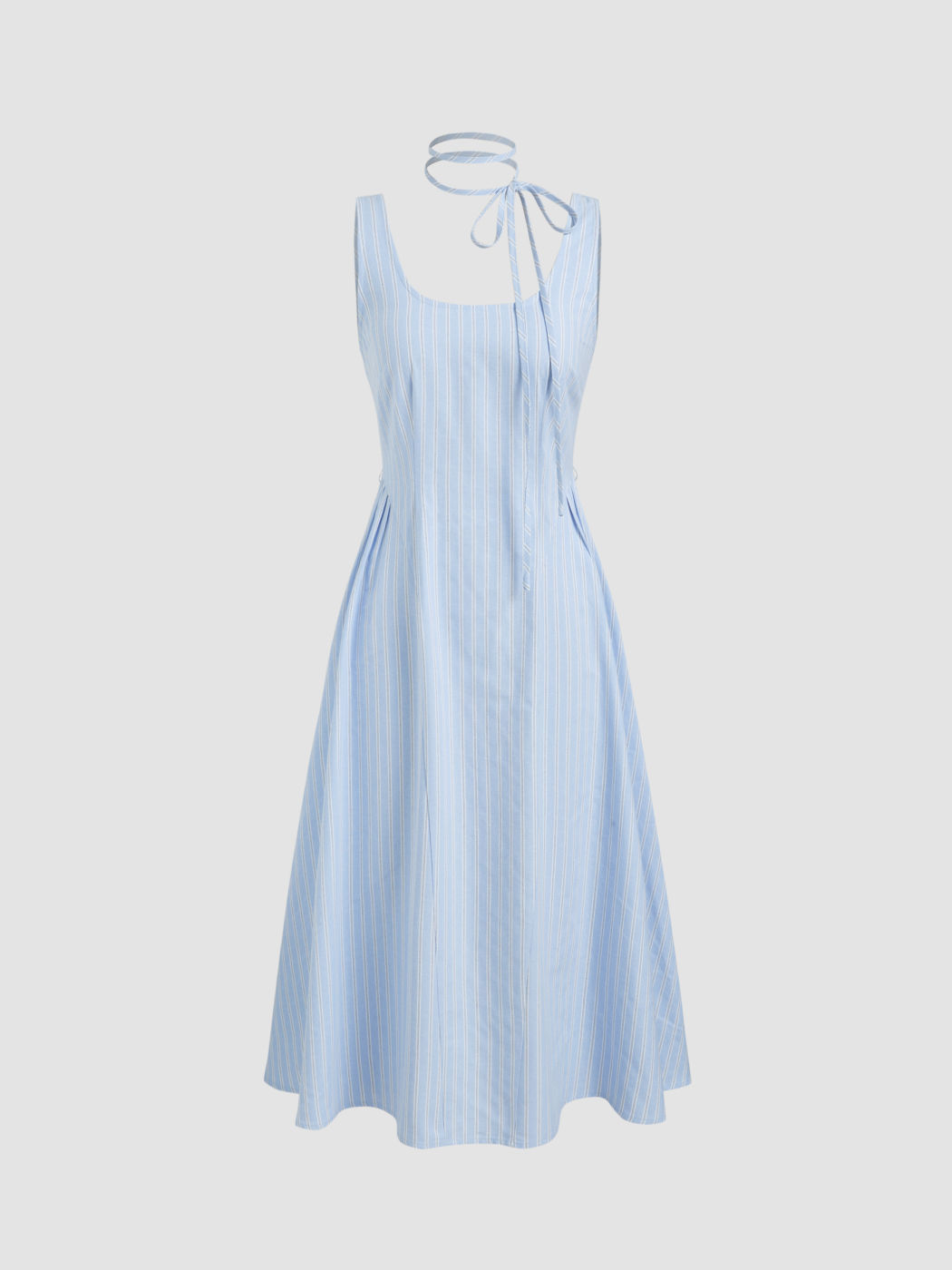 Two Way Cotton-blend Scoop Neckline Stripe Midi Dress