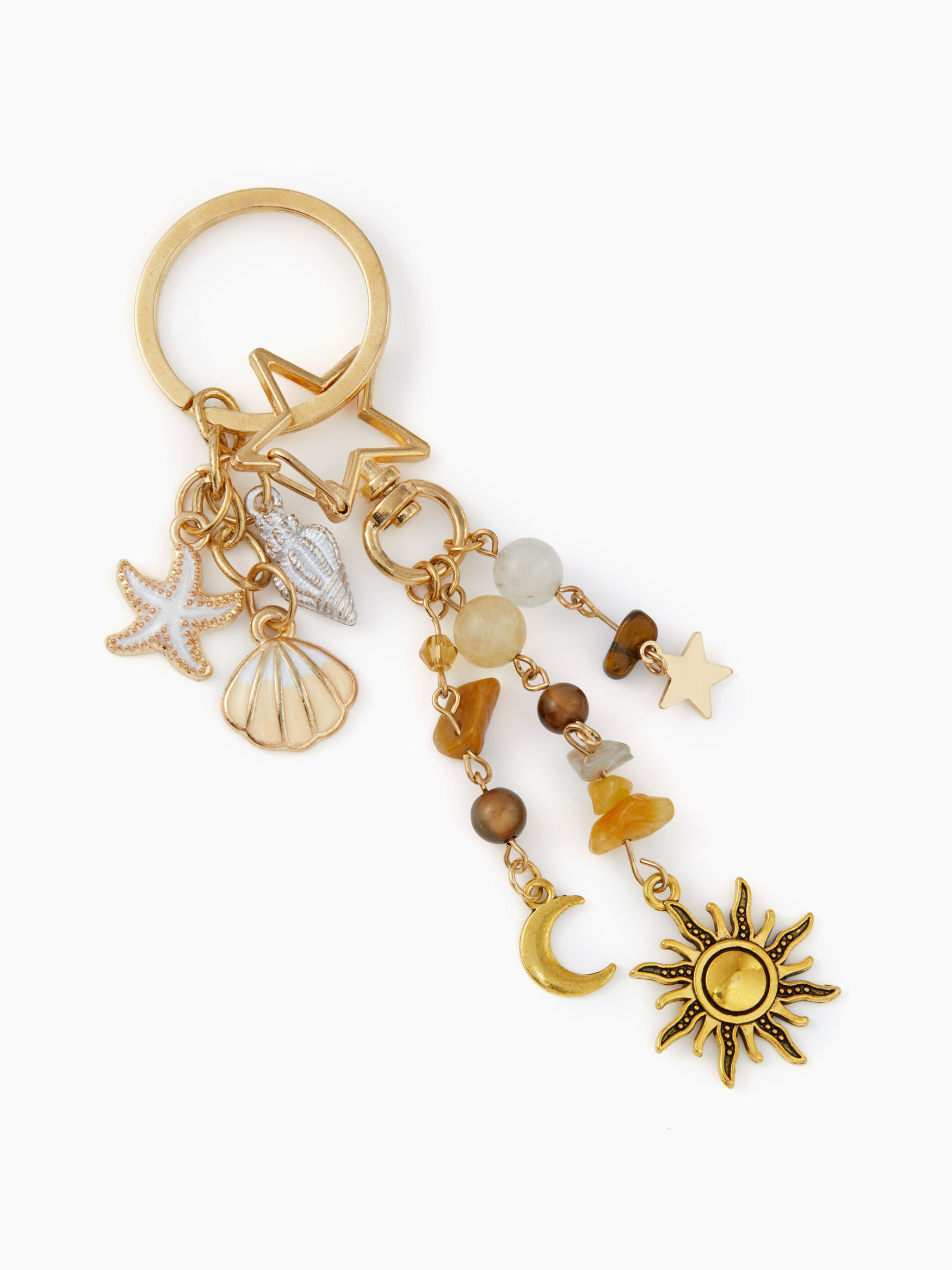STARFISH & SHELL & SUN & MOON & STONE KEYCHAIN